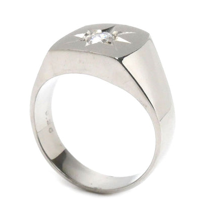 Pt900プラチナ 印台 リング・指輪 ダイヤモンド0.26ct 18号 19.1g メンズ【中古】