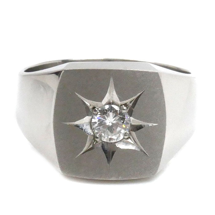 Pt900プラチナ 印台 リング・指輪 ダイヤモンド0.26ct 18号 19.1g メンズ【中古】