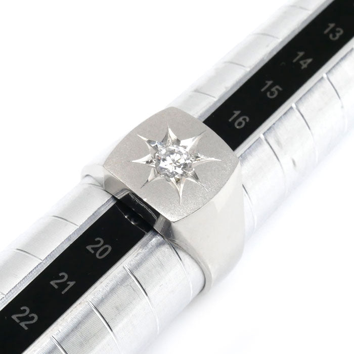Pt900プラチナ 印台 リング・指輪 ダイヤモンド0.26ct 18号 19.1g メンズ【中古】