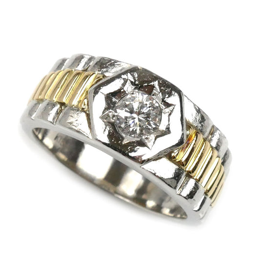 Pt900プラチナ K18YG イエローゴールド リング・指輪 ダイヤモンド0.43ct 20号 16.2g メンズ【中古】