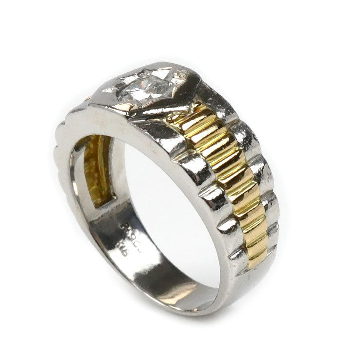 Pt900プラチナ K18YG イエローゴールド リング・指輪 ダイヤモンド0.43ct 20号 16.2g メンズ【中古】