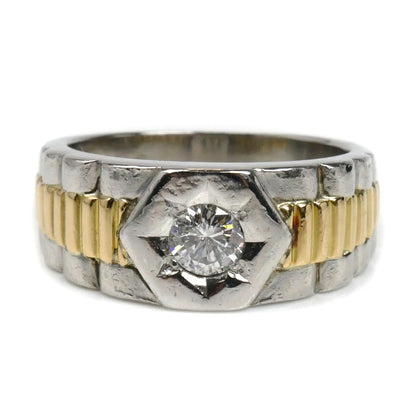 Pt900プラチナ K18YG イエローゴールド リング・指輪 ダイヤモンド0.43ct 20号 16.2g メンズ【中古】