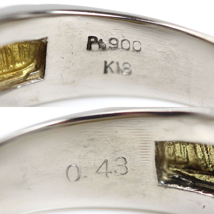 Pt900プラチナ K18YG イエローゴールド リング・指輪 ダイヤモンド0.43ct 20号 16.2g メンズ【中古】