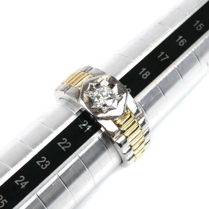 Pt900プラチナ K18YG イエローゴールド リング・指輪 ダイヤモンド0.43ct 20号 16.2g メンズ【中古】