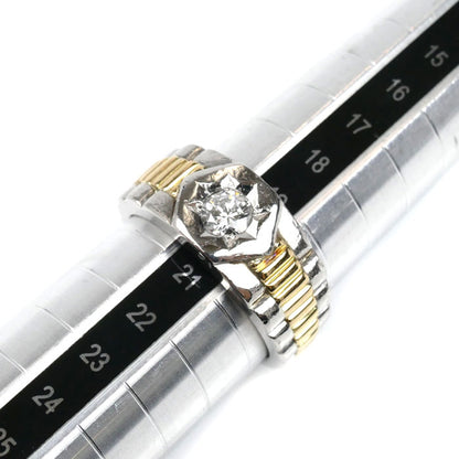 Pt900プラチナ K18YG イエローゴールド リング・指輪 ダイヤモンド0.43ct 20号 16.2g メンズ【中古】