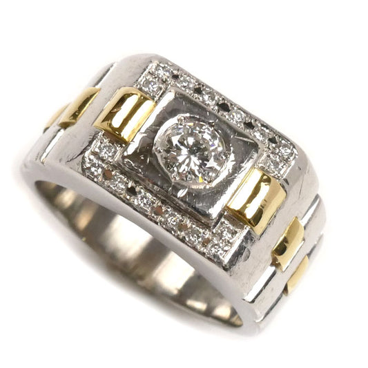 Pt900プラチナ K18YG イエローゴールド リング・指輪 ダイヤモンド0.392ct/0.15ct 21号 23.7g メンズ【中古】