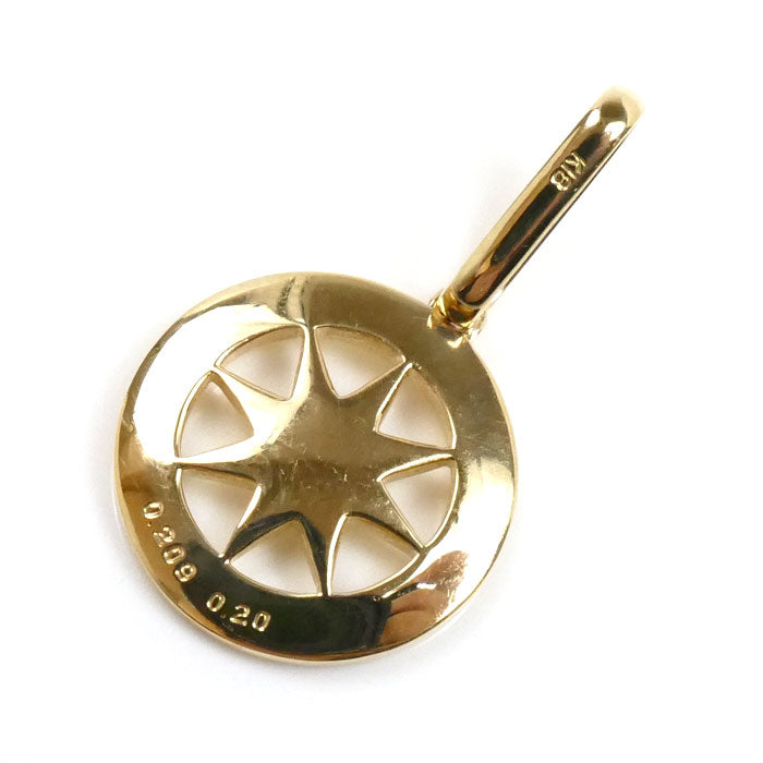 K18YG イエローゴールド 羅針盤 ペンダントトップ ダイヤモンド0.209ct/0.2ct 4.3g レディース【中古】【美品】