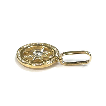 K18YG イエローゴールド 羅針盤 ペンダントトップ ダイヤモンド0.209ct/0.2ct 4.3g レディース【中古】【美品】