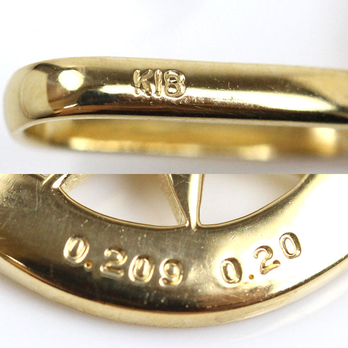 K18YG イエローゴールド 羅針盤 ペンダントトップ ダイヤモンド0.209ct/0.2ct 4.3g レディース【中古】【美品】