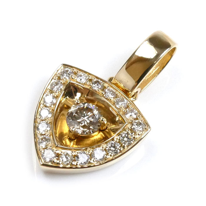 K18YG イエローゴールド ペンダントトップ ダイヤモンド0.62ct/0.58ct 6.9g レディース【中古】【美品】
