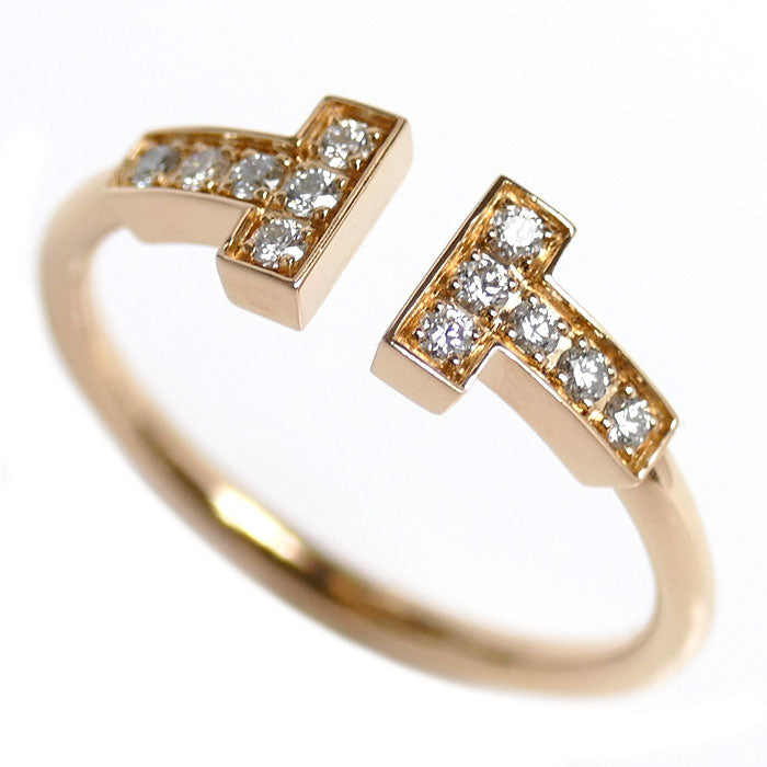TIFFANY&Co. ティファニー K18PG ピンクゴールド Tワイヤー ダイヤ リング・指輪 60147328 ダイヤモンド 14号 2.7g レディース【中古】【美品】