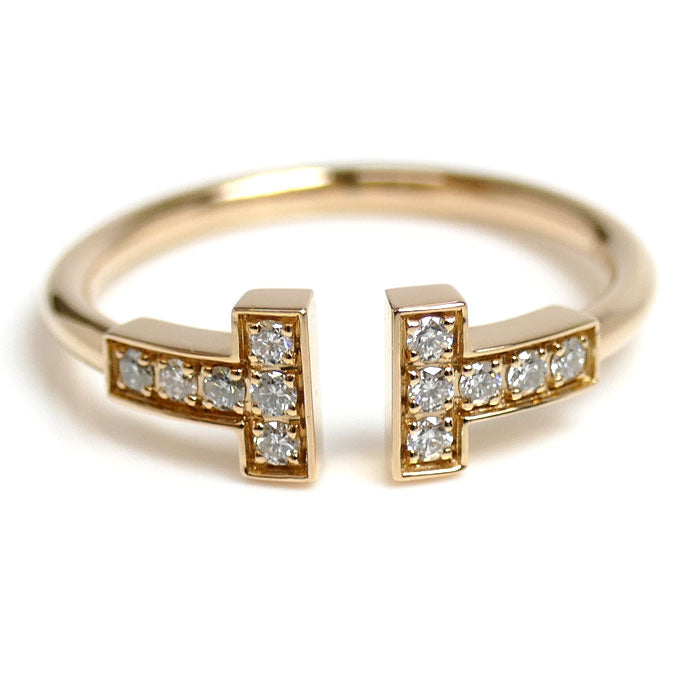 TIFFANY&Co. ティファニー K18PG ピンクゴールド Tワイヤー ダイヤ リング・指輪 60147328 ダイヤモンド 14号 2.7g レディース【中古】【美品】