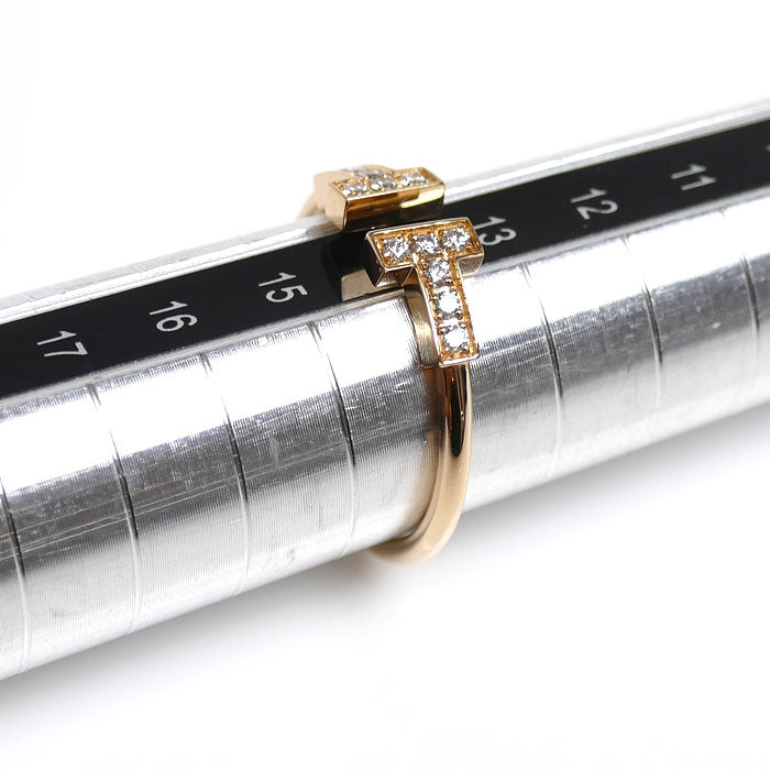TIFFANY&Co. ティファニー K18PG ピンクゴールド Tワイヤー ダイヤ リング・指輪 60147328 ダイヤモンド 14号 2.7g レディース【中古】【美品】