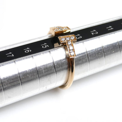TIFFANY&Co. ティファニー K18PG ピンクゴールド Tワイヤー ダイヤ リング・指輪 60147328 ダイヤモンド 14号 2.7g レディース【中古】【美品】