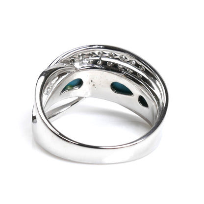 Hiko 松井久子 K18WG ホワイトゴールド リング・指輪 ダイヤモンド0.24ct ターコイズ 14号 7.5g レディース【中古】【美品】