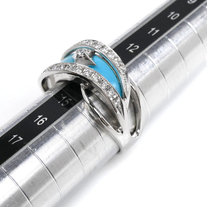 Hiko 松井久子 K18WG ホワイトゴールド リング・指輪 ダイヤモンド0.24ct ターコイズ 14号 7.5g レディース【中古】【美品】