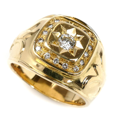 K18YG イエローゴールド リング・指輪 ダイヤモンド0.30ct/0.21ct 22号 28.4g メンズ【中古】