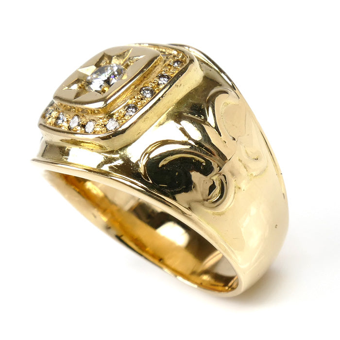 K18YG イエローゴールド リング・指輪 ダイヤモンド0.30ct/0.21ct 22号 28.4g メンズ【中古】