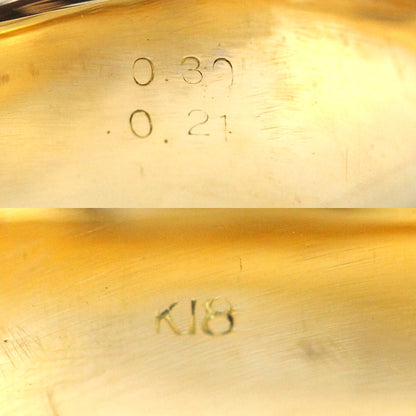 K18YG イエローゴールド リング・指輪 ダイヤモンド0.30ct/0.21ct 22号 28.4g メンズ【中古】
