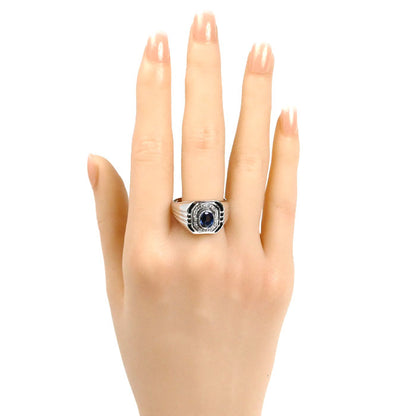 Pt900プラチナ リング・指輪 サファイア1.03ct ダイヤモンド0.10ct 23.5号 14.7g メンズ【中古】【美品】
