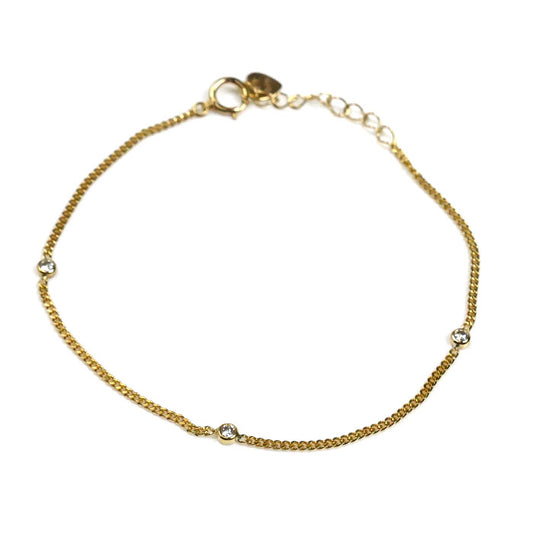 GINZA TANAKA K18YG イエローゴールド ブレスレット ダイヤモンド0.109ct 1.5g 15.5～18cm レディース【中古】