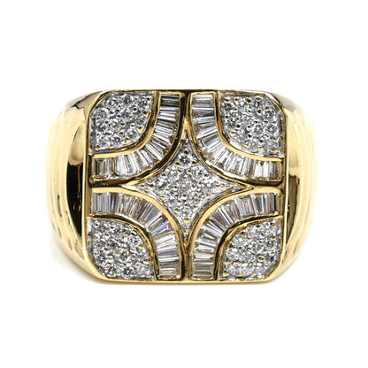 K18YG イエローゴールド 印台 リング・指輪 ダイヤモンド0.72ct/0.47ct 22.5号 13.2g メンズ【中古】【美品】