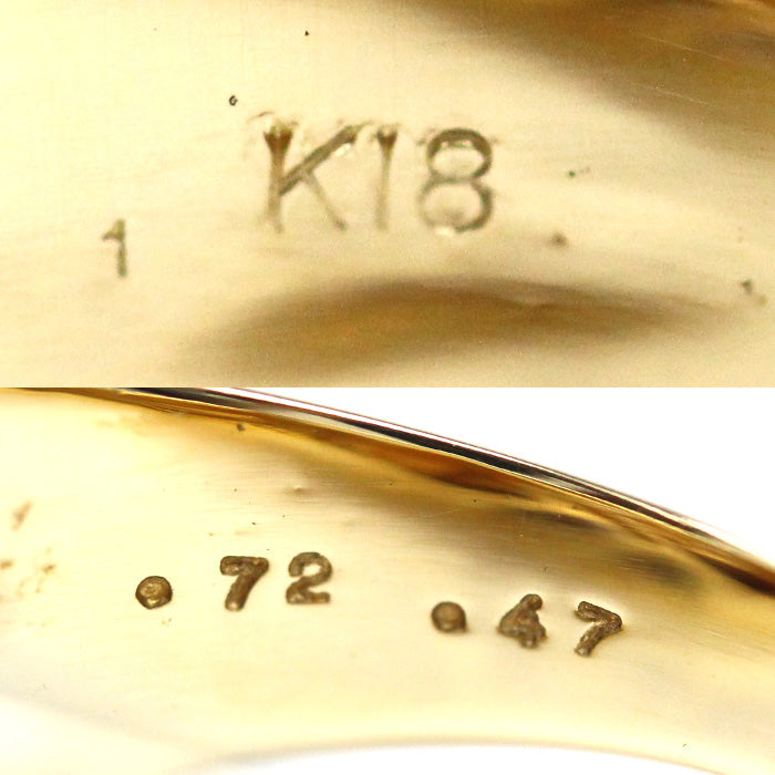 K18YG イエローゴールド 印台 リング・指輪 ダイヤモンド0.72ct/0.47ct 22.5号 13.2g メンズ【中古】【美品】