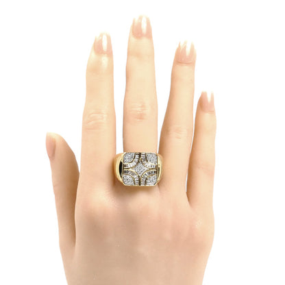 K18YG イエローゴールド 印台 リング・指輪 ダイヤモンド0.72ct/0.47ct 22.5号 13.2g メンズ【中古】【美品】