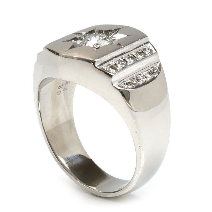 Pt900プラチナ リング・指輪 ダイヤモンド0.44ct/0.30ct 21号 27.2g メンズ【中古】