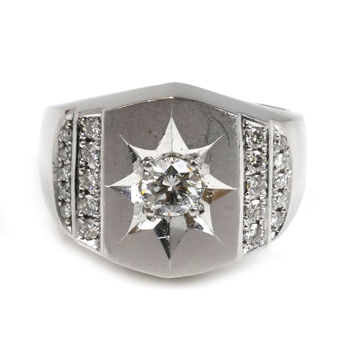 Pt900プラチナ リング・指輪 ダイヤモンド0.44ct/0.30ct 21号 27.2g メンズ【中古】