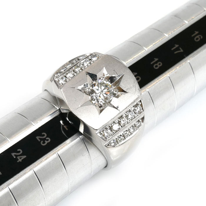 Pt900プラチナ リング・指輪 ダイヤモンド0.44ct/0.30ct 21号 27.2g メンズ【中古】