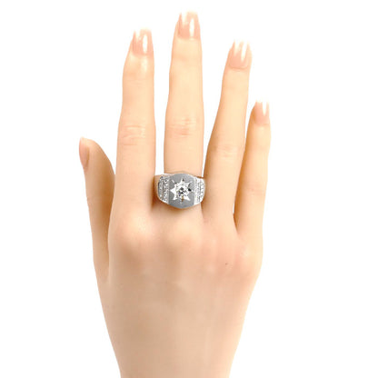 Pt900プラチナ リング・指輪 ダイヤモンド0.44ct/0.30ct 21号 27.2g メンズ【中古】