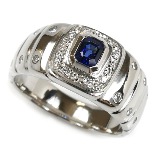 Pt900プラチナ リング・指輪 サファイア0.67ct ダイヤモンド0.24ct 22.5号 22.5g メンズ【中古】【美品】