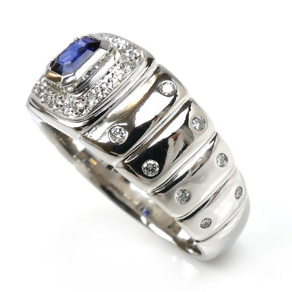Pt900プラチナ リング・指輪 サファイア0.67ct ダイヤモンド0.24ct 22.5号 22.5g メンズ【中古】【美品】