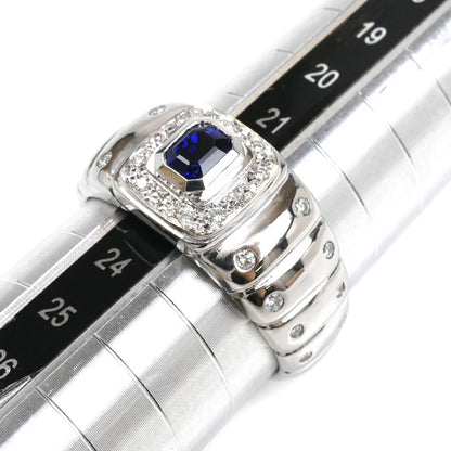 Pt900プラチナ リング・指輪 サファイア0.67ct ダイヤモンド0.24ct 22.5号 22.5g メンズ【中古】【美品】