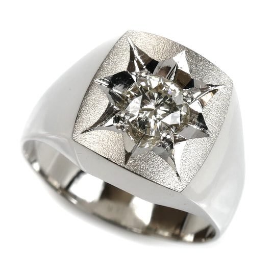 Pt850プラチナ 印台 リング・指輪 ダイヤモンド0.51ct 21号 18.8g メンズ【中古】【美品】