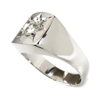 Pt850プラチナ 印台 リング・指輪 ダイヤモンド0.51ct 21号 18.8g メンズ【中古】【美品】