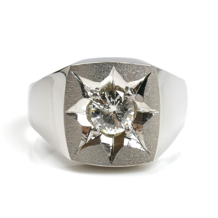 Pt850プラチナ 印台 リング・指輪 ダイヤモンド0.51ct 21号 18.8g メンズ【中古】【美品】