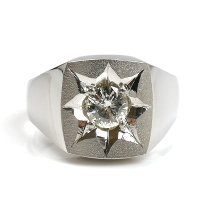 Pt850プラチナ 印台 リング・指輪 ダイヤモンド0.51ct 21号 18.8g メンズ【中古】【美品】