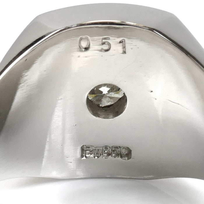Pt850プラチナ 印台 リング・指輪 ダイヤモンド0.51ct 21号 18.8g メンズ【中古】【美品】