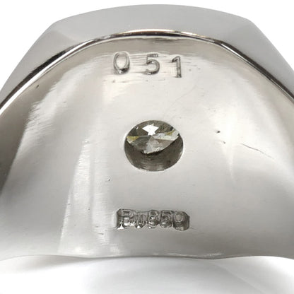 Pt850プラチナ 印台 リング・指輪 ダイヤモンド0.51ct 21号 18.8g メンズ【中古】【美品】