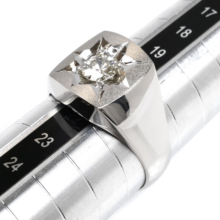 Pt850プラチナ 印台 リング・指輪 ダイヤモンド0.51ct 21号 18.8g メンズ【中古】【美品】