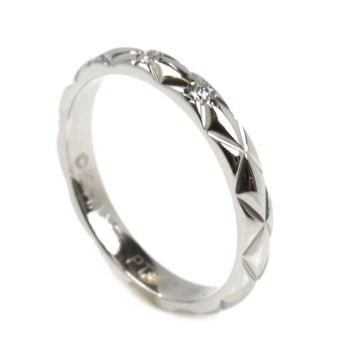 CHANEL シャネル Pt950プラチナ マトラッセ 3Pダイヤ リング・指輪 J2821 ダイヤモンド 6号 46 2.6g レディース【中古】【美品】