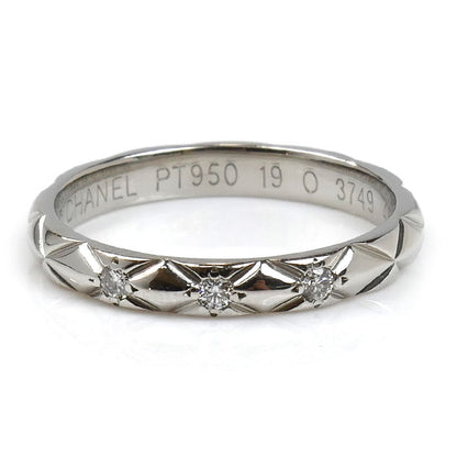 CHANEL シャネル Pt950プラチナ マトラッセ 3Pダイヤ リング・指輪 J2821 ダイヤモンド 6号 46 2.6g レディース【中古】【美品】