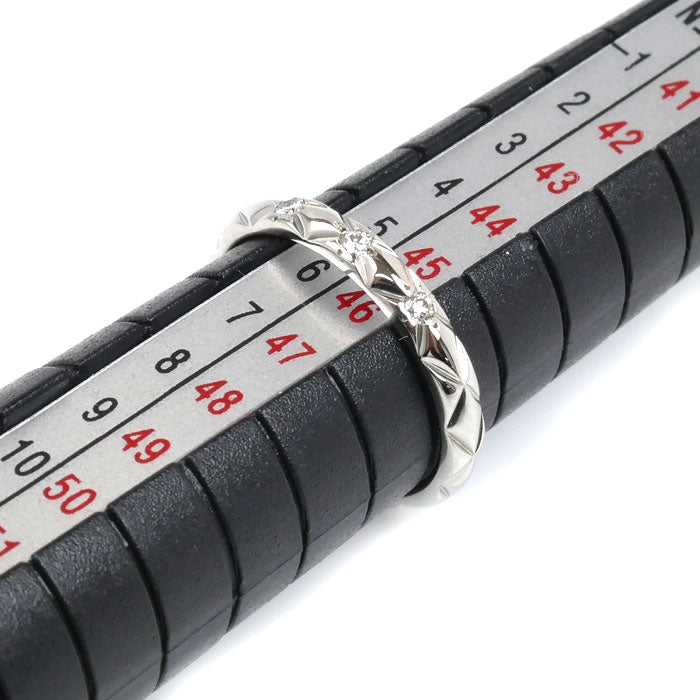 CHANEL シャネル Pt950プラチナ マトラッセ 3Pダイヤ リング・指輪 J2821 ダイヤモンド 6号 46 2.6g レディース【中古】【美品】