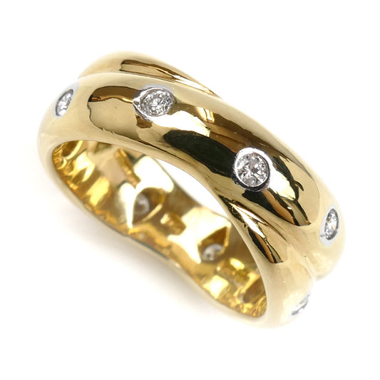 TIFFANY&Co. ティファニー K18YG イエローゴールド Pt950プラチナ ドッツ ツイスト リング・指輪 ダイヤモンド 11号 9.1g レディース【中古】