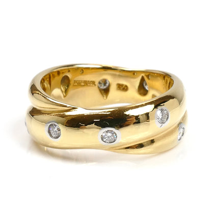 TIFFANY&Co. ティファニー K18YG イエローゴールド Pt950プラチナ ドッツ ツイスト リング・指輪 ダイヤモンド 11号 9.1g レディース【中古】