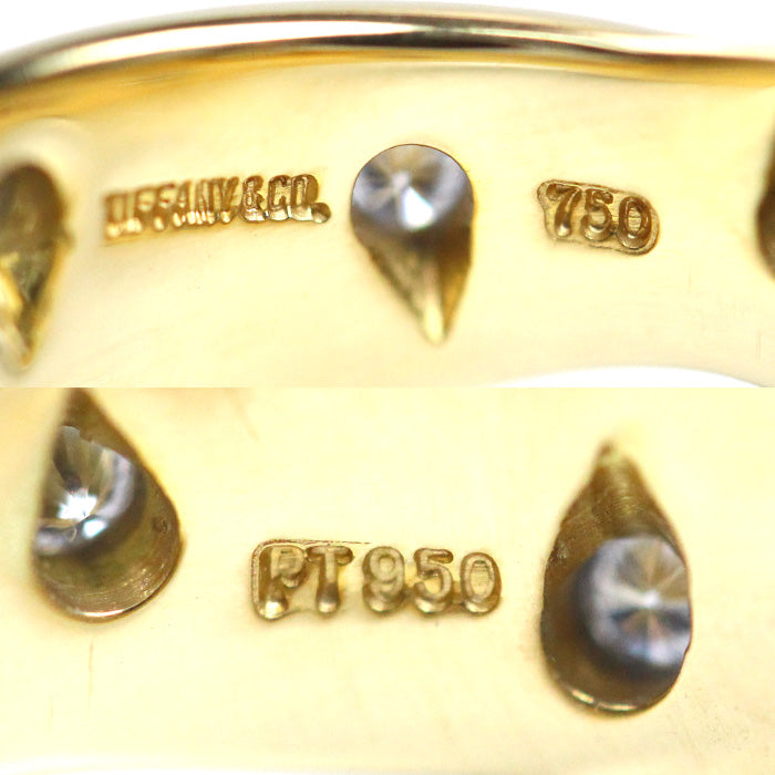 TIFFANY&Co. ティファニー K18YG イエローゴールド Pt950プラチナ ドッツ ツイスト リング・指輪 ダイヤモンド 11号 9.1g レディース【中古】