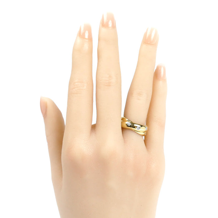 TIFFANY&Co. ティファニー K18YG イエローゴールド Pt950プラチナ ドッツ ツイスト リング・指輪 ダイヤモンド 11号 9.1g レディース【中古】
