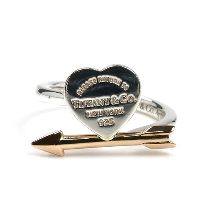 TIFFANY&Co. ティファニー シルバー925 K18PG ピンクゴールド ラブ ストラック ハート リング・指輪 71041697 10号 3.8g レディース【中古】